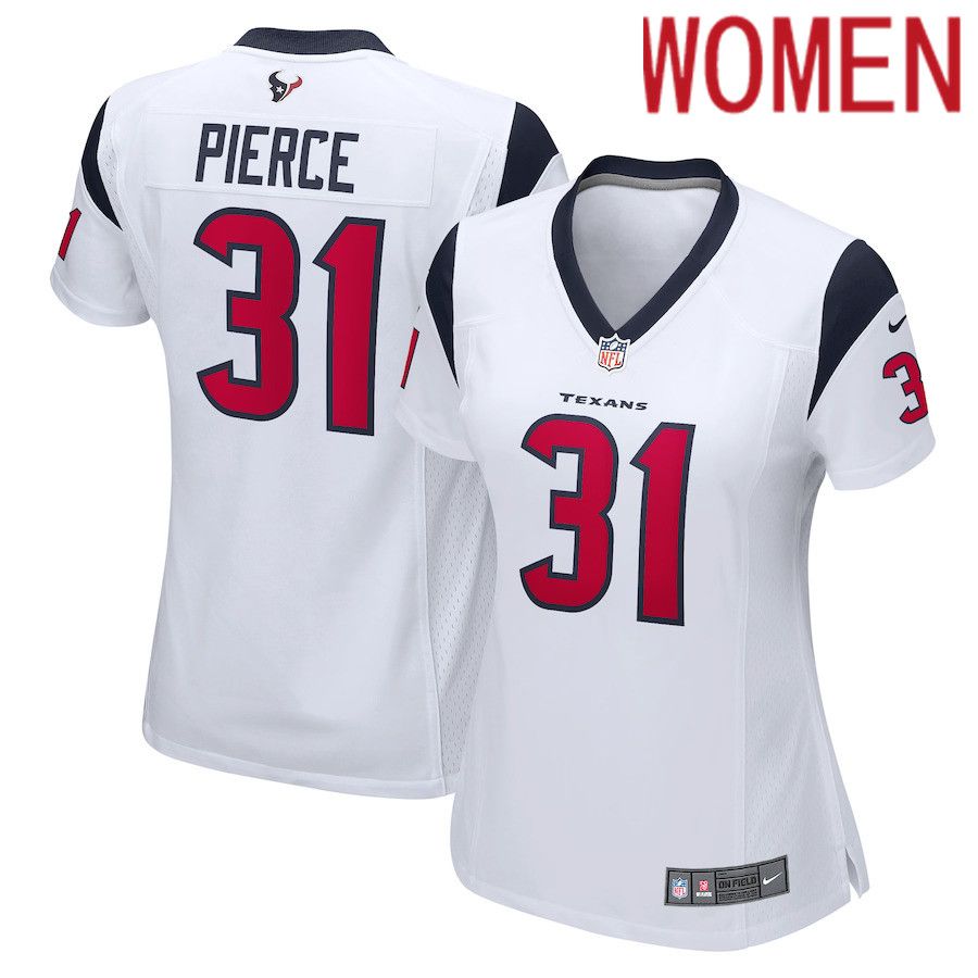 Women Houston Texans 31 Dameon Pierce Nike White Game Player NFL Jersey